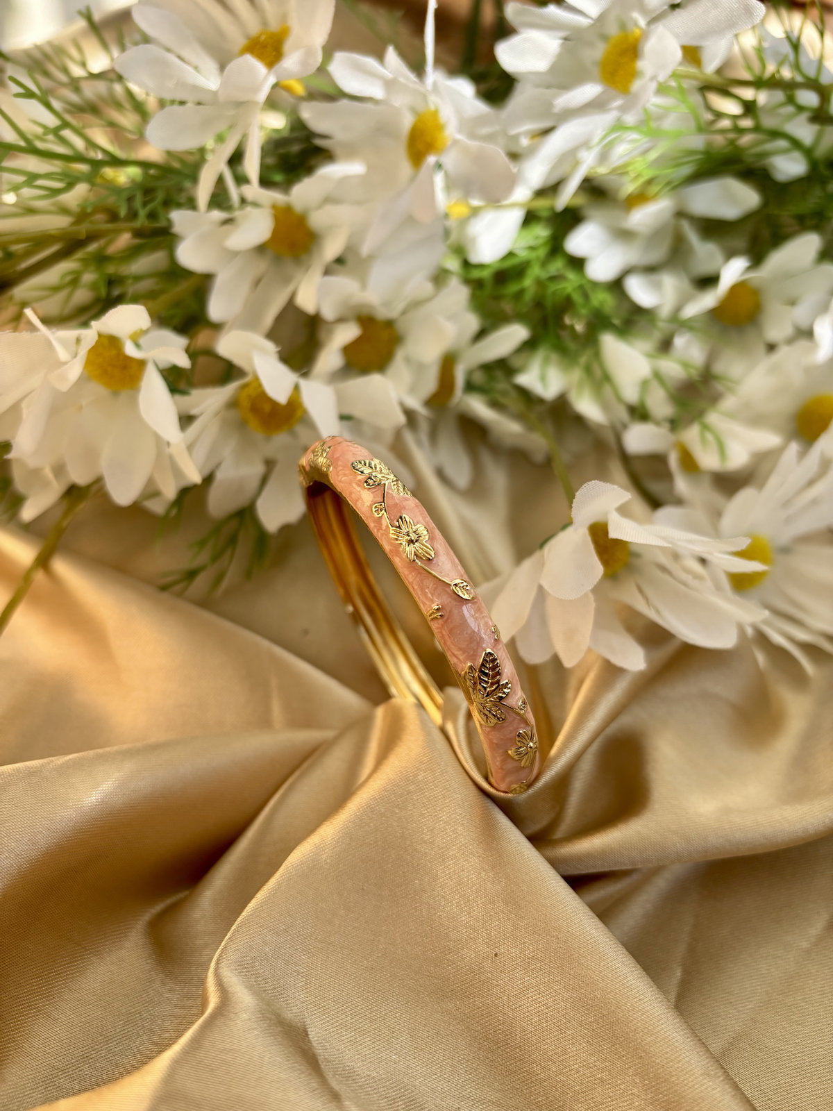 Peach Floral Enamel Kada