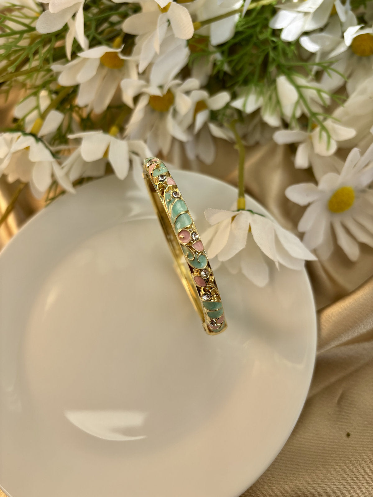 Pastel Pink and Blue Enamel Kada