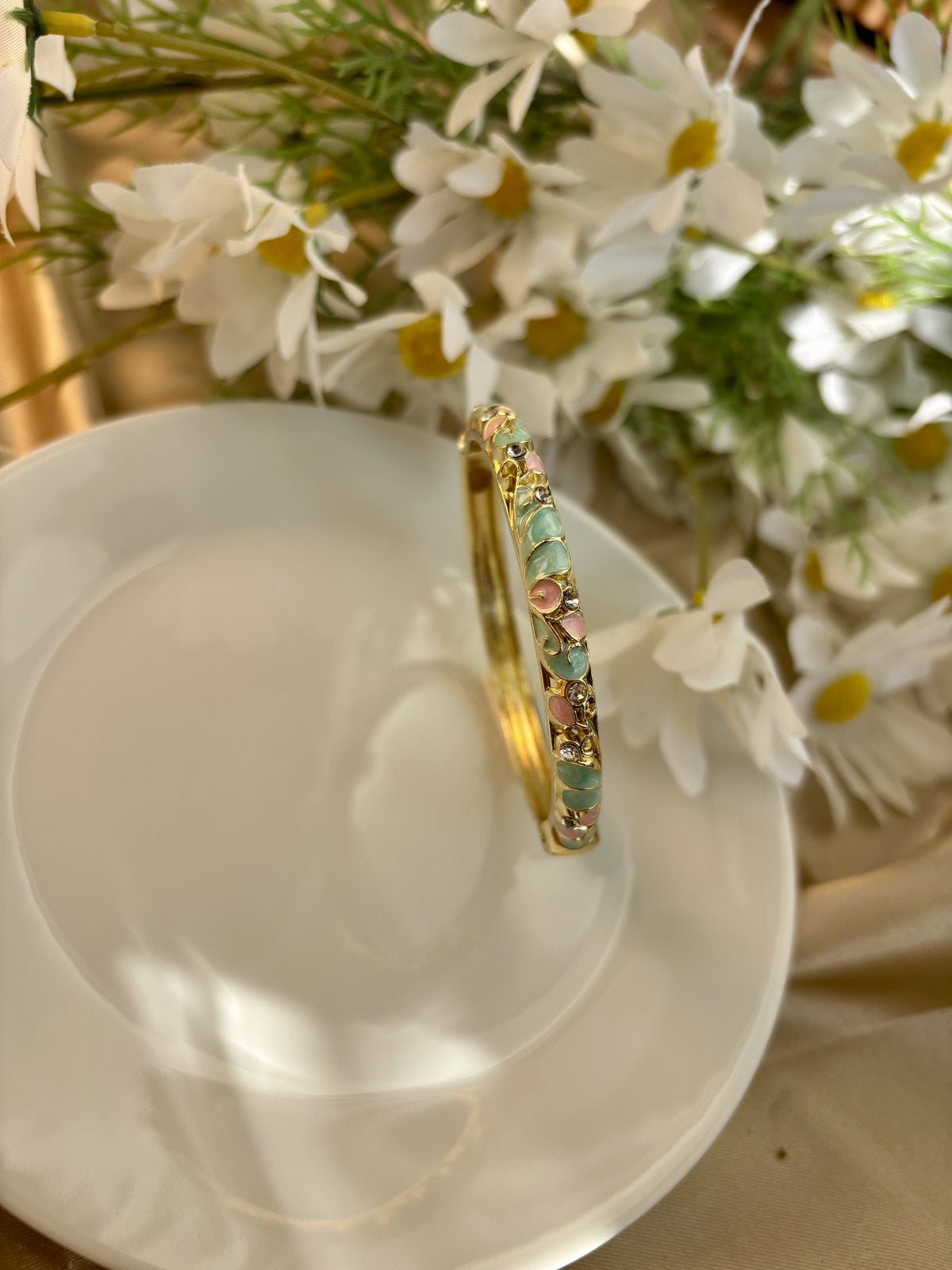 Pastel Pink and Blue Enamel Kada