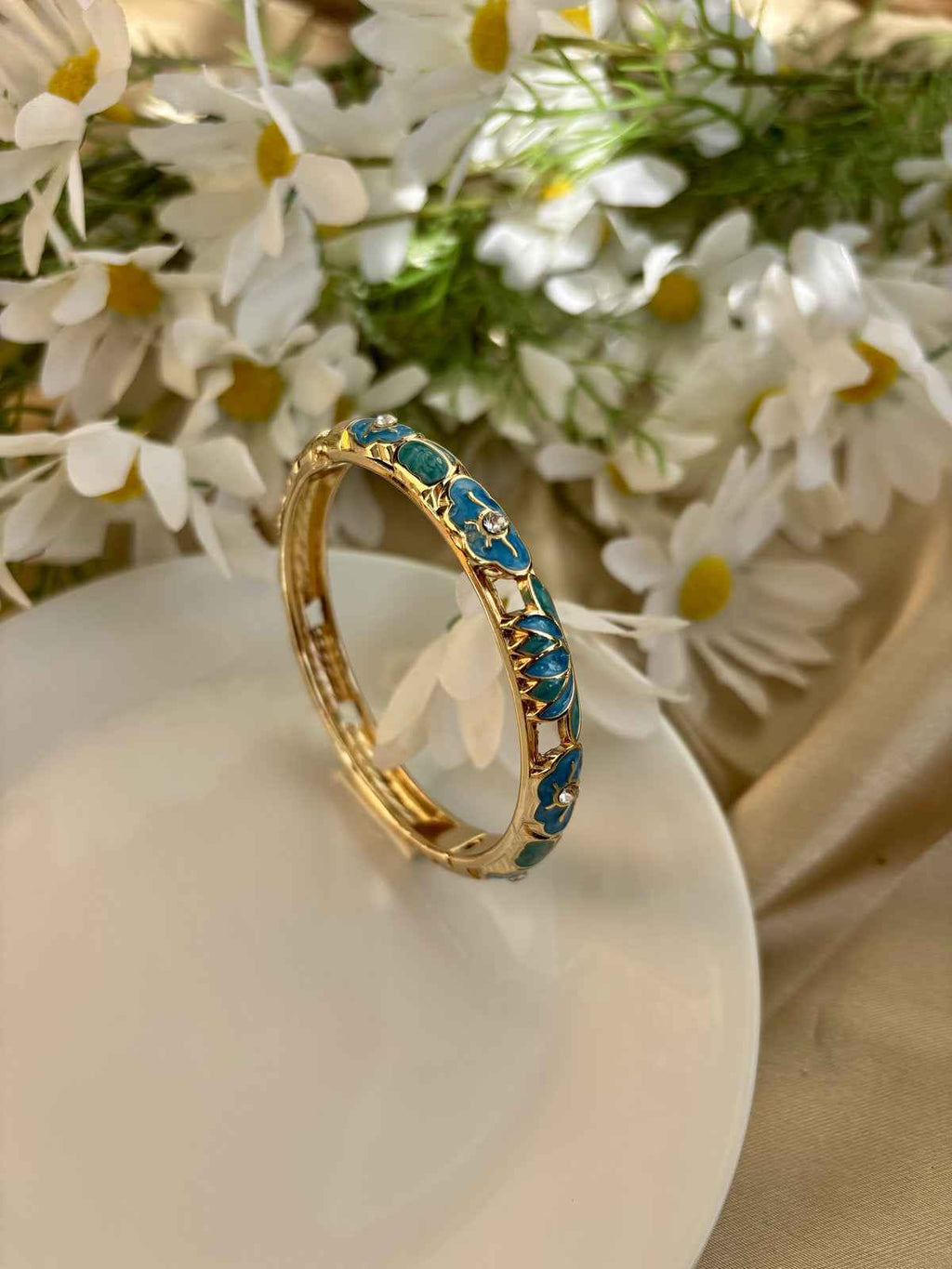 Blue Lotus Enamel Kada