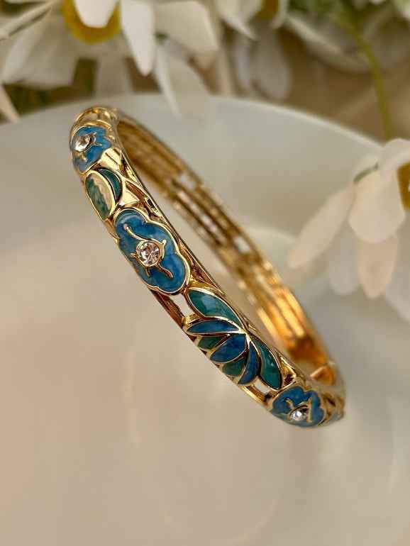 Blue Lotus Enamel Kada