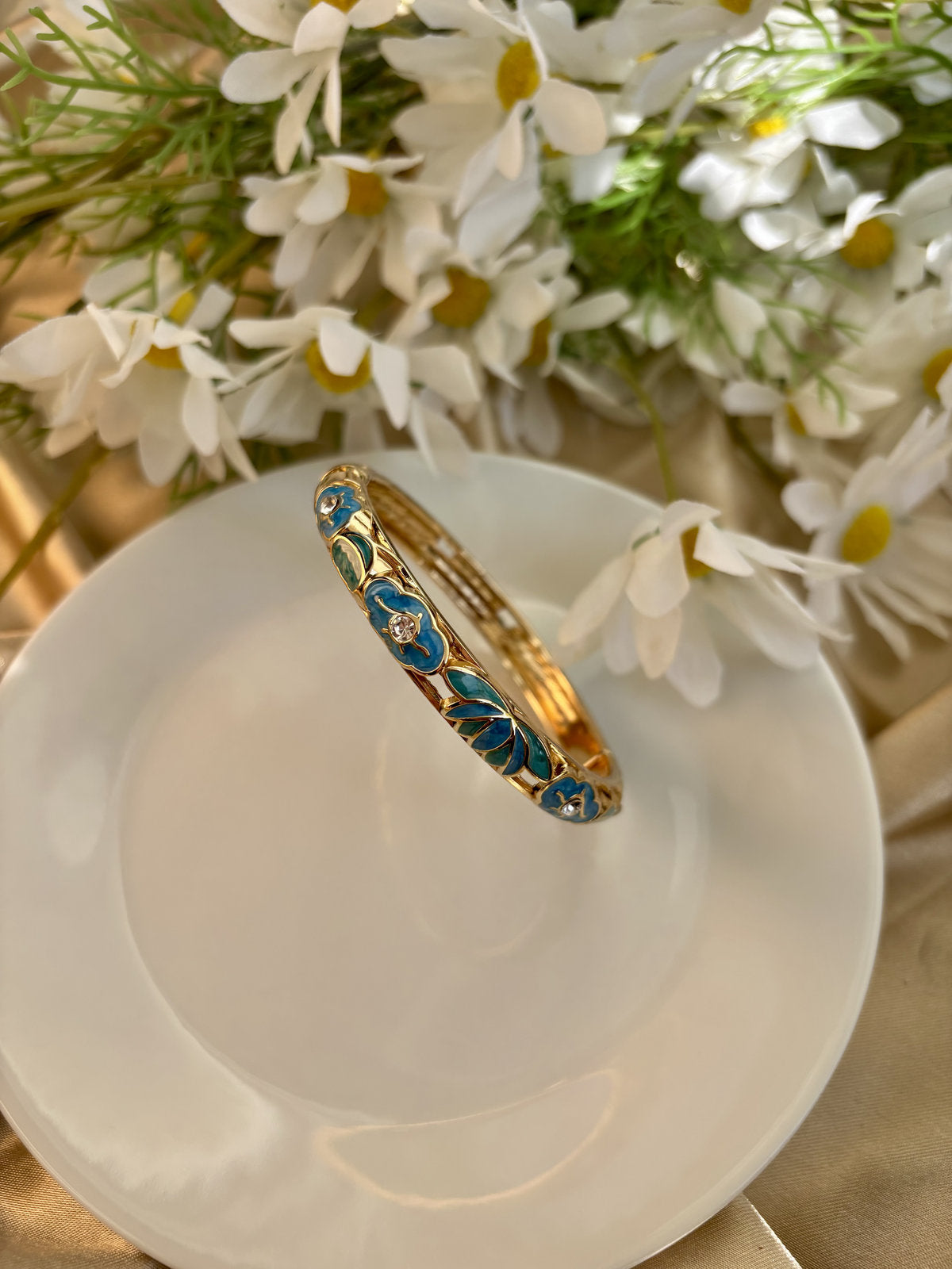Blue Lotus Enamel Kada