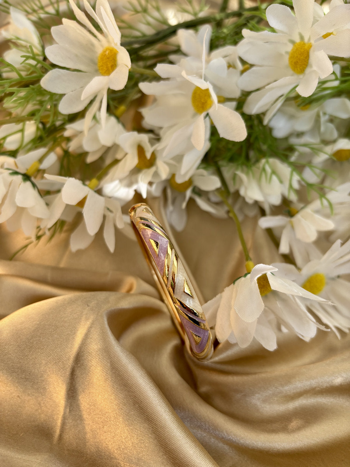 Lavender and White Enamel Kada