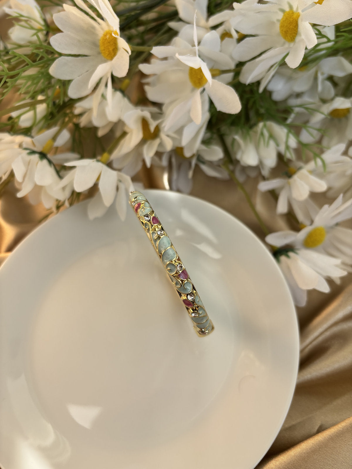 Dark Pink and Blue Enamel Kada