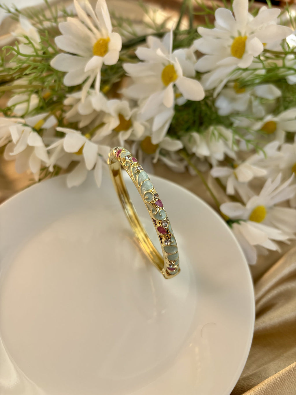 Dark Pink and Blue Enamel Kada