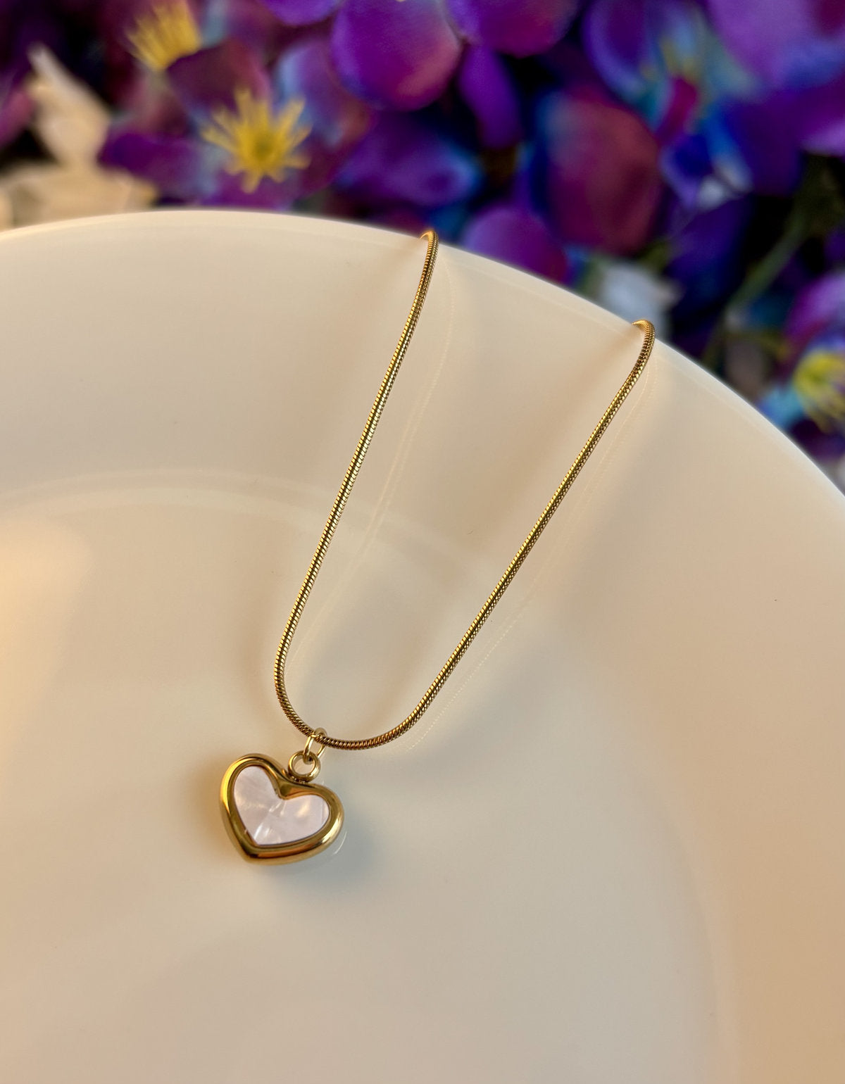 Amora Heart Necklace - White