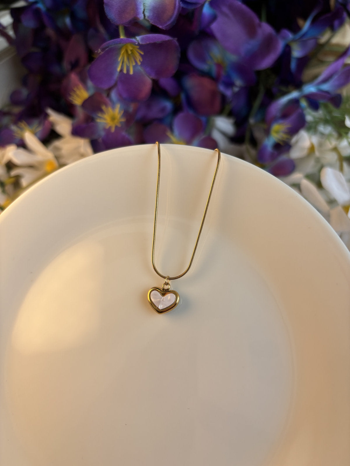 Amora Heart Necklace - White