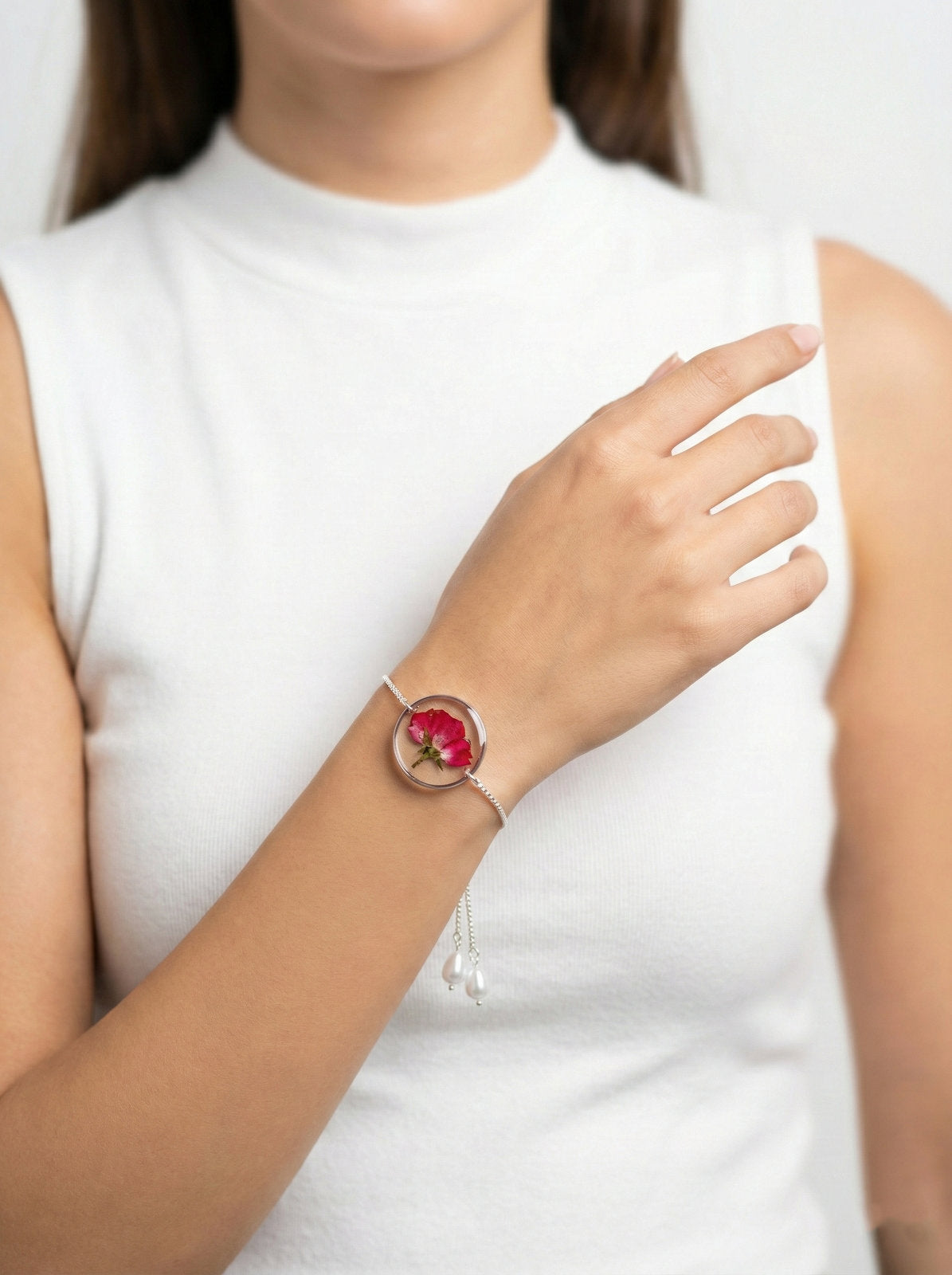 Real Rose Bracelet - Silver